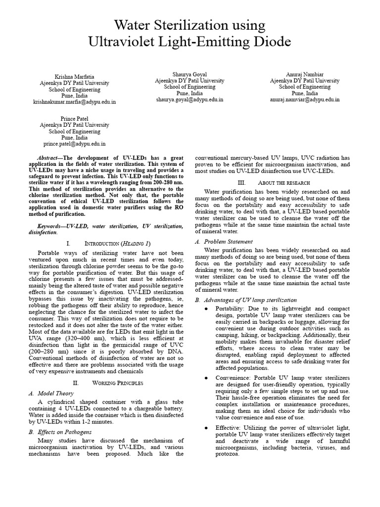 Research Paper | PDF | Ultraviolet | Sterilization (Microbiology)