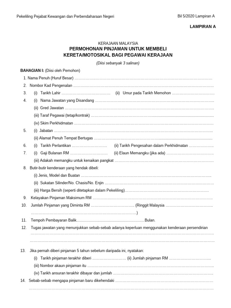 Pinjaman Kenderaan | PDF