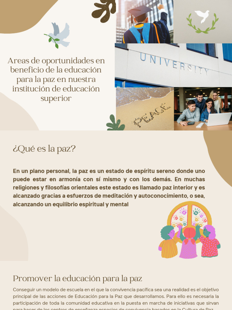 Oportunidades para la Educación en Paz | PDF | Paz | Aprendizaje