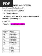 Inches to Decimal Feet Conversion Chart | PDF | Foot (Unit) | Mathematics
