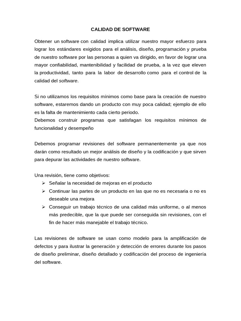 Mejora de la Calidad del Software | PDF