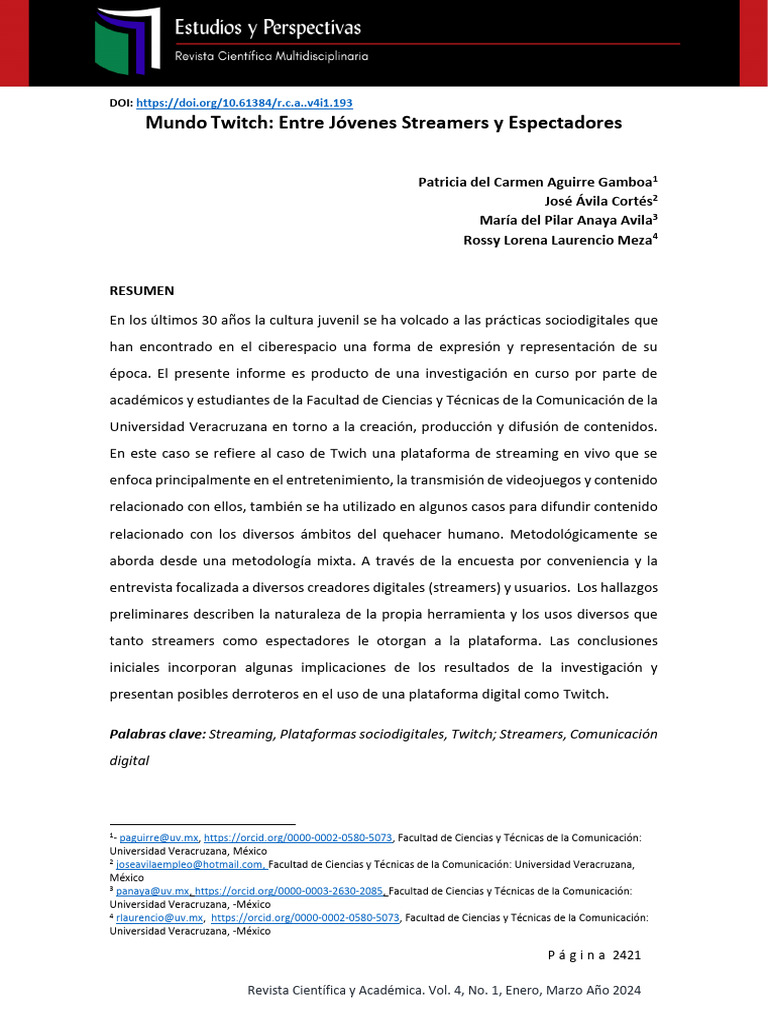 33-Mundo Twitch Entre Jóvenes Streamers y Espectadores | PDF ...