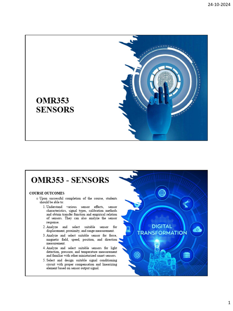 OMR353 Sensors Course Overview | PDF | Electrical Equipment | Physical ...