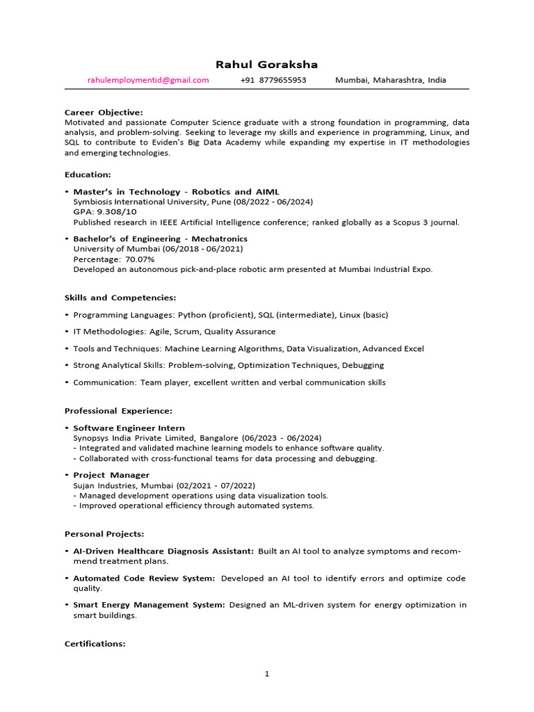 Computer Science Graduate Resume | PDF | Computer Programming ...