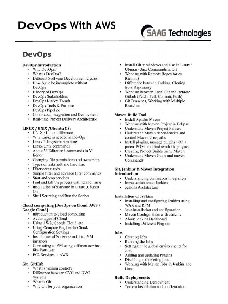DevOps Training with AWS in Bangalore | PDF