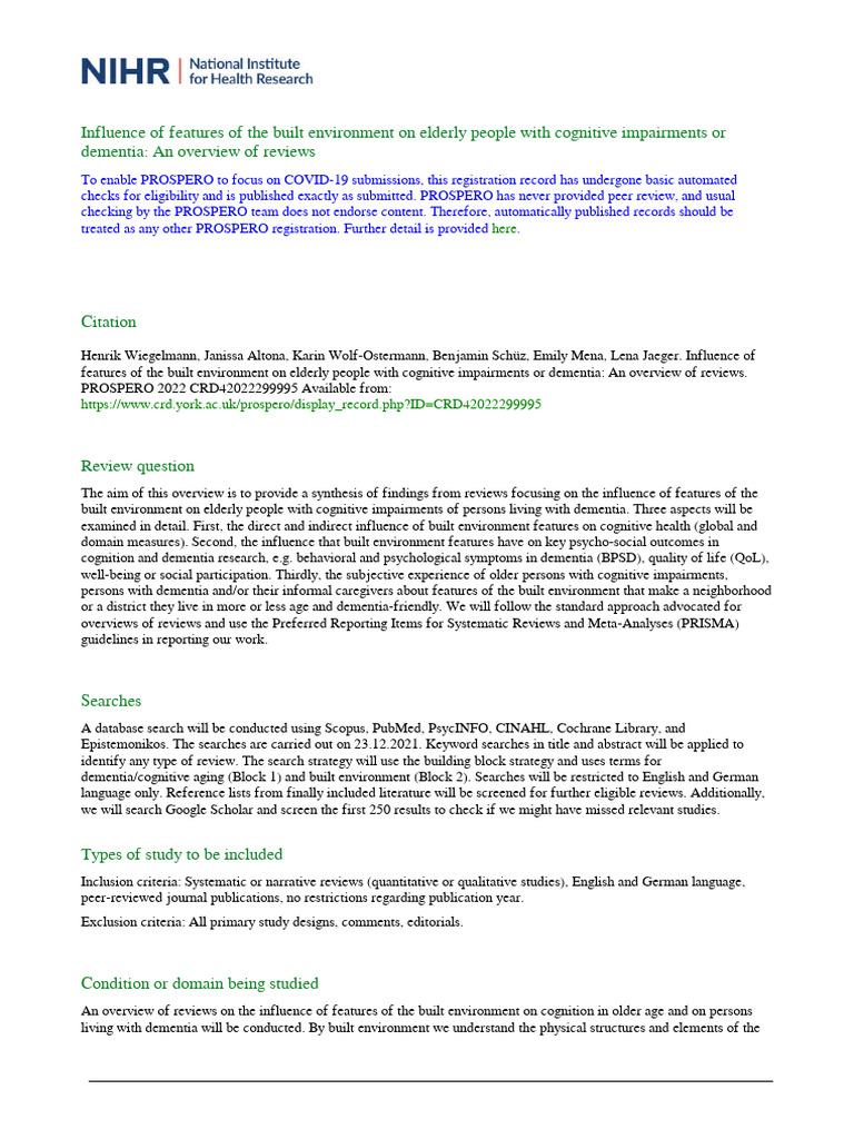 International Prospective Register of Systematic Reviews | PDF ...