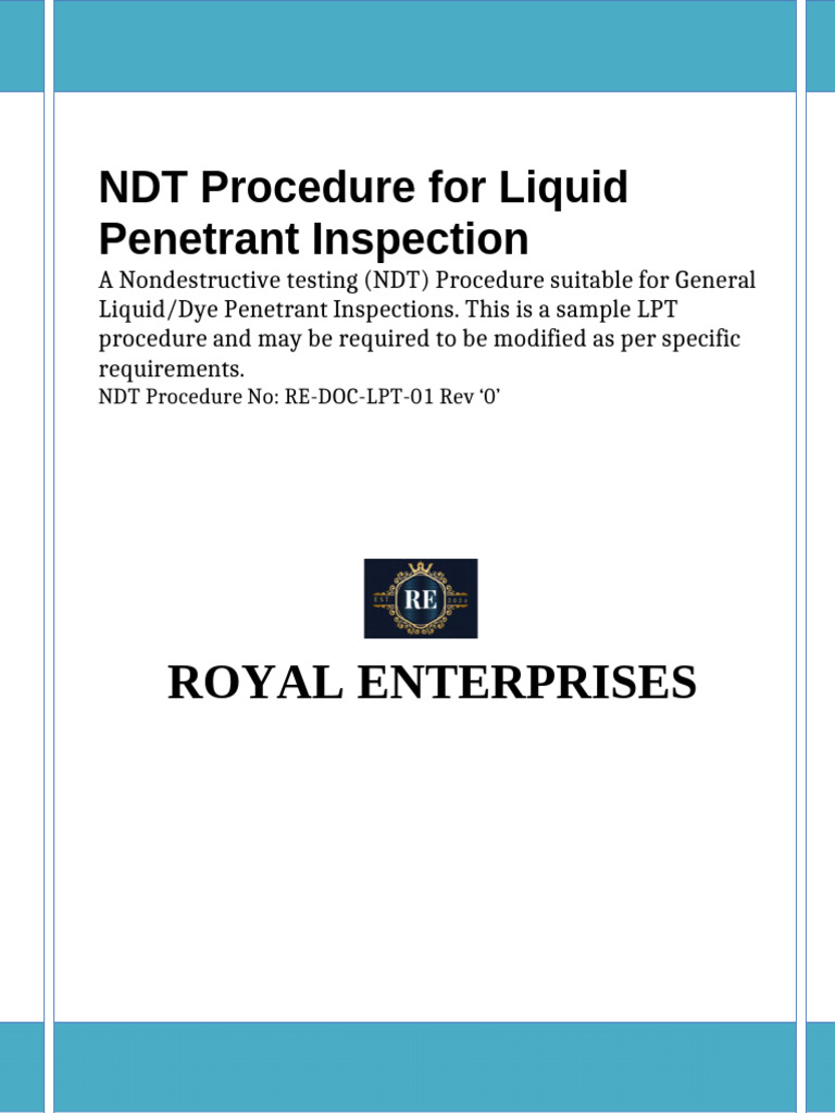 Liquid Dye Penetrant Inspection Procedure | PDF | Nondestructive ...