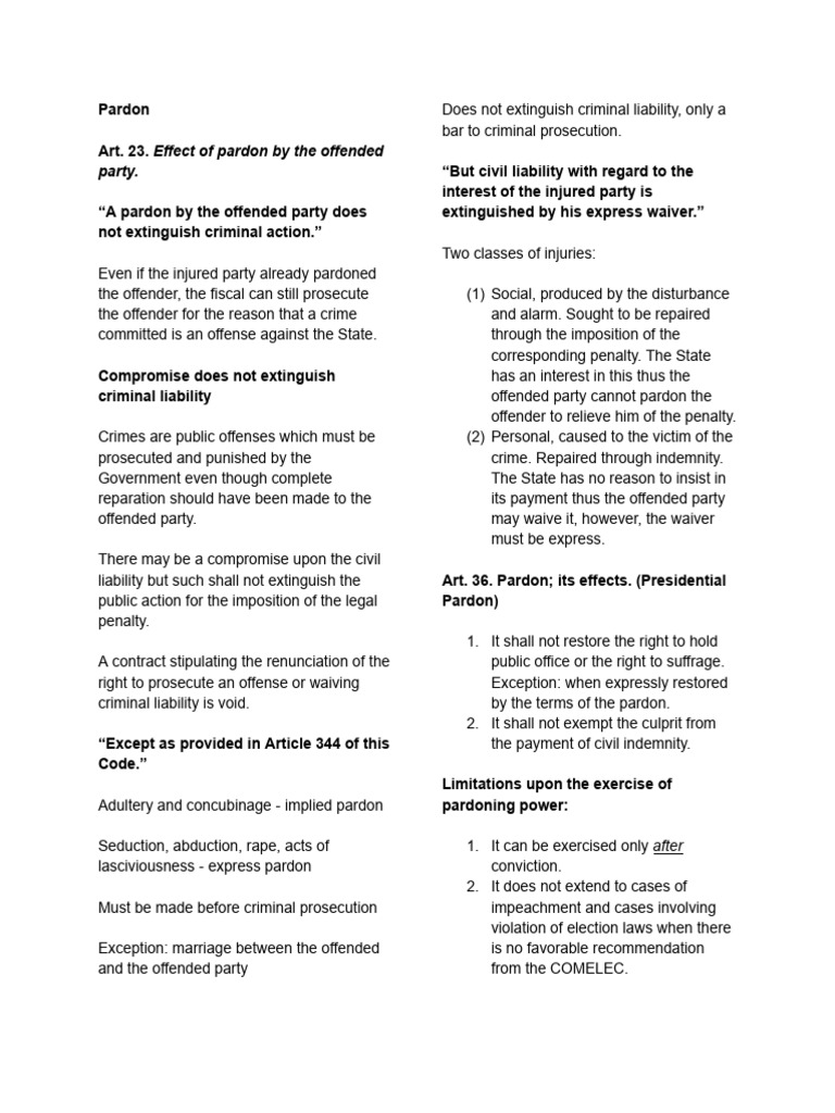 Revised penal code pardon articles 23 and 36 pdf pardon crimes