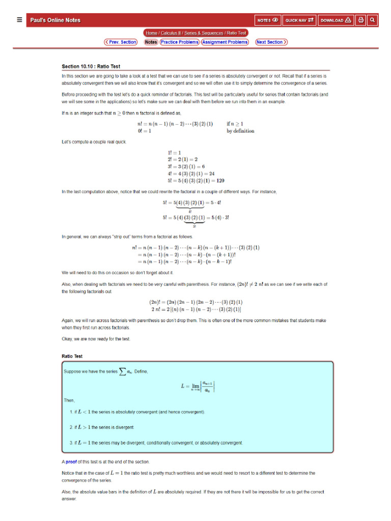 Ratio Test | PDF