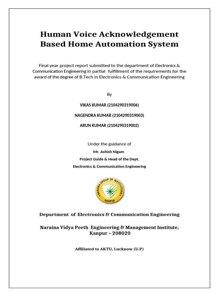 Voice-Controlled Home Automation System | PDF | Speech Recognition ...