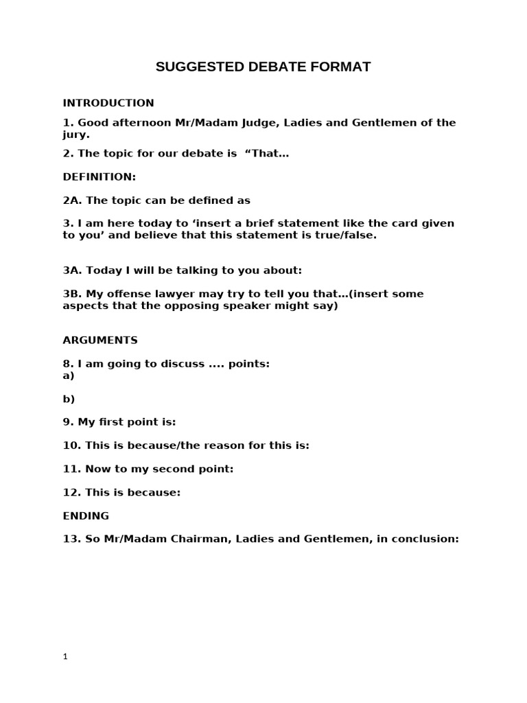 Debate Format Guidelines | PDF | Computers