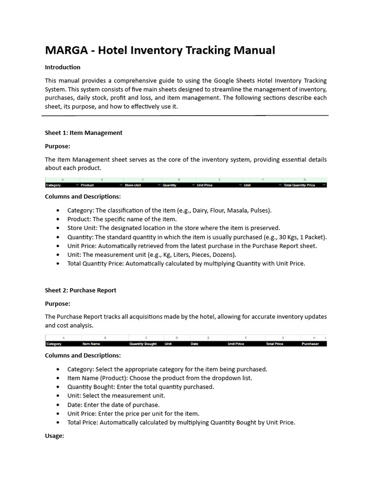 Hotel Inventory Tracking Guide | PDF | Inventory | Prices
