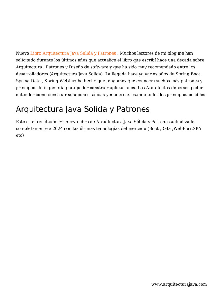 Nuevo Libro Arquitectura Java Solida y Patrones Gratuito | PDF | Arte