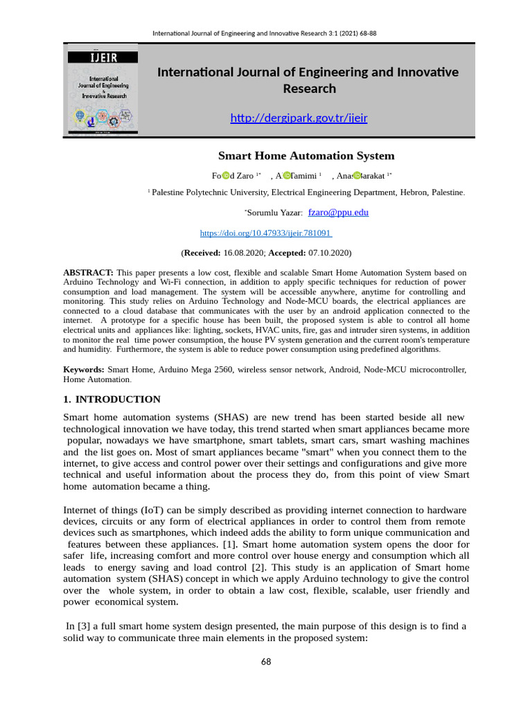 Smart Home Automation System Pdf Home Automation Photovoltaics