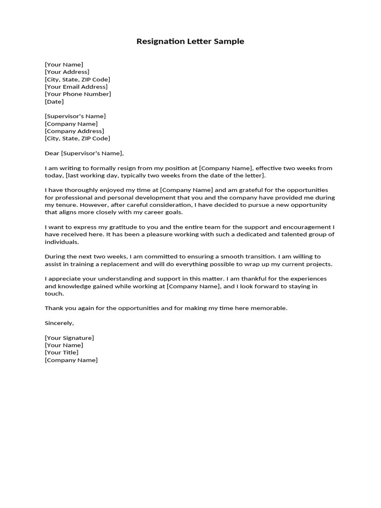 Resignation Letter Sample | PDF | Business