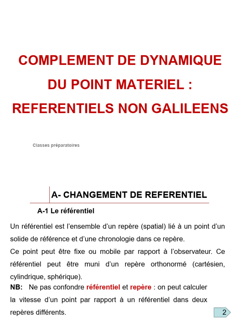 Dynamique dans Référentiels Non Galiléens | PDF | Rotation | Accélération