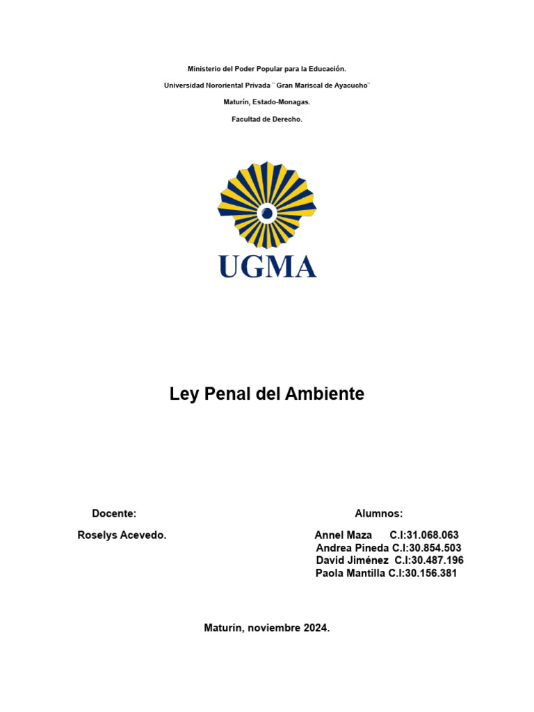 Ley Penal del Ambiente en Venezuela 2024 | PDF | Derecho penal ...