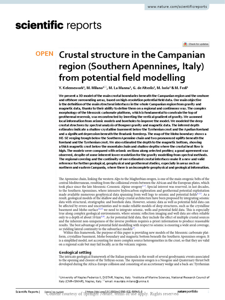 Crustal Structure in The Campanian Region Southern | PDF | Spectral ...