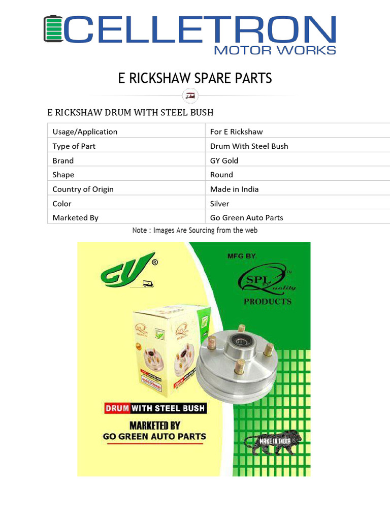 E-Rickshaw Spare Parts Overview | PDF | Brake | Motor Vehicle