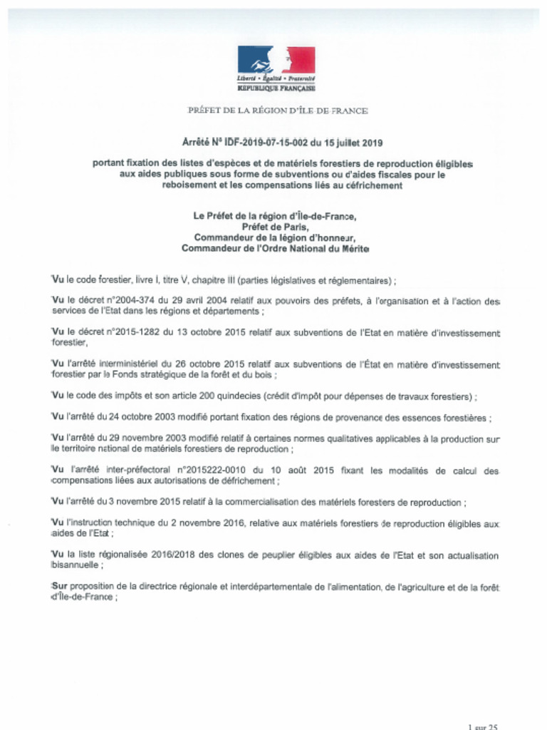 Arrete MFR 2019 Du 15-07-19 Cle0b191c | PDF | Arbres