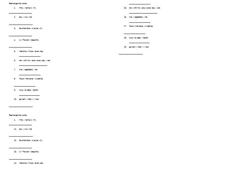 Word Rearrangement Exercises | PDF