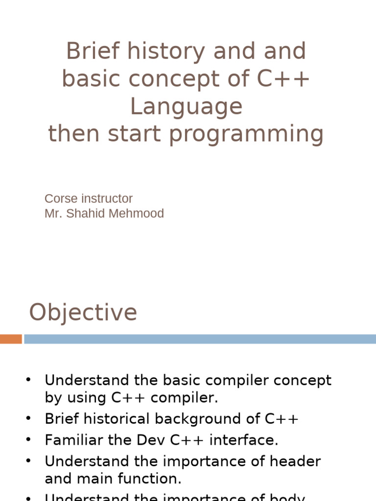 History Basic Concept of C++Pogamming - Languages | PDF | Compiler | C ...