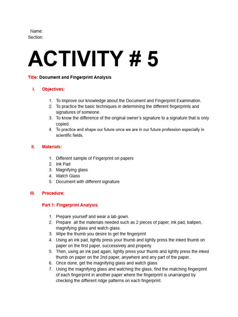 Experiment 5 | PDF | Forensic Science | Fingerprint