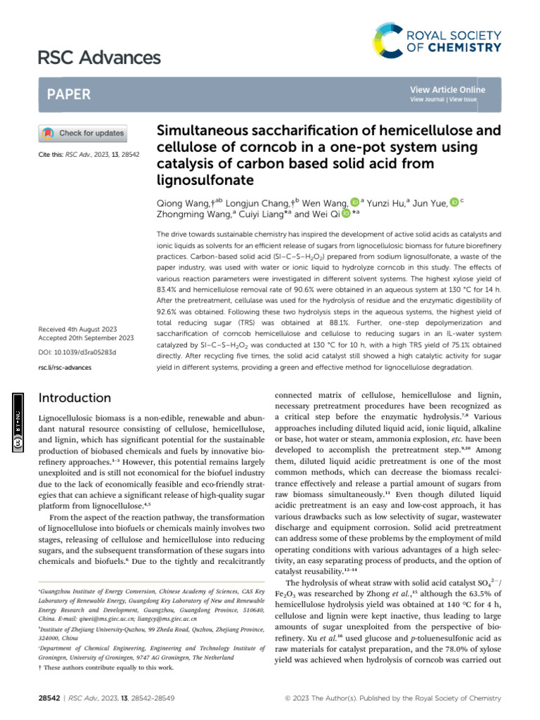 Simultaneous Saccharafication of Hemicellulose and Cellulose | PDF ...