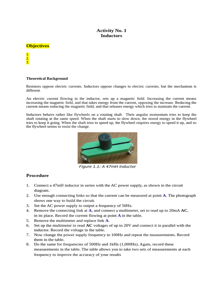 AC Circuit Laboratory Format | PDF | Inductor | Inductance