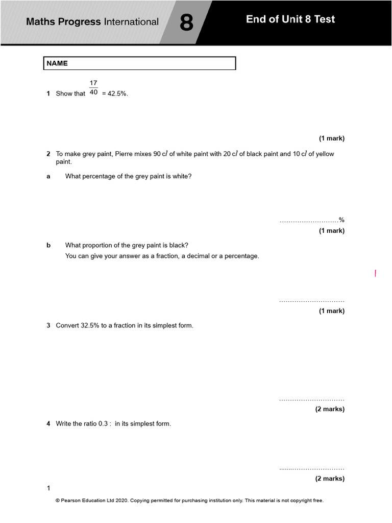 Unit Test 8 | PDF | Percentage | Interest