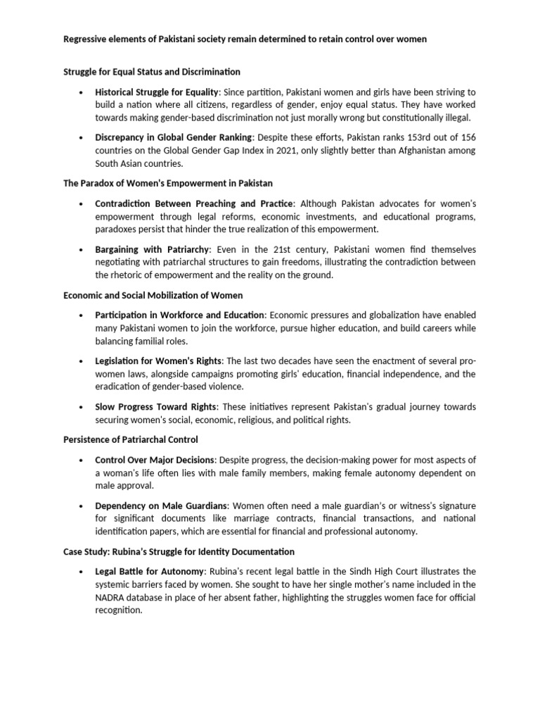 Women's Rights Struggles in Pakistan | PDF | Woman | Patriarchy