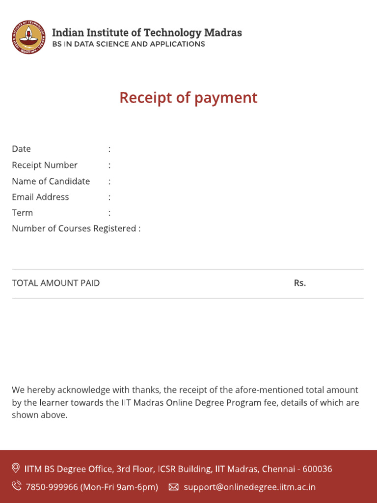 IIT Fee Receipt | PDF