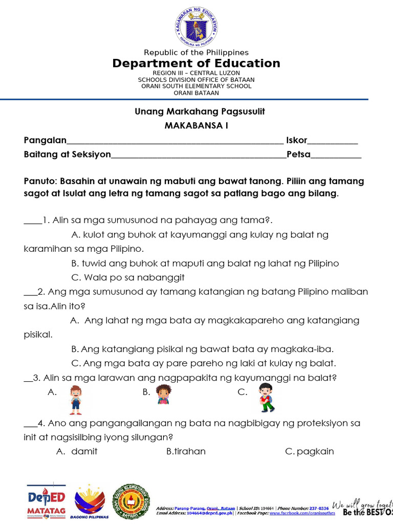 Periodical Test Makabansa Matatag | PDF