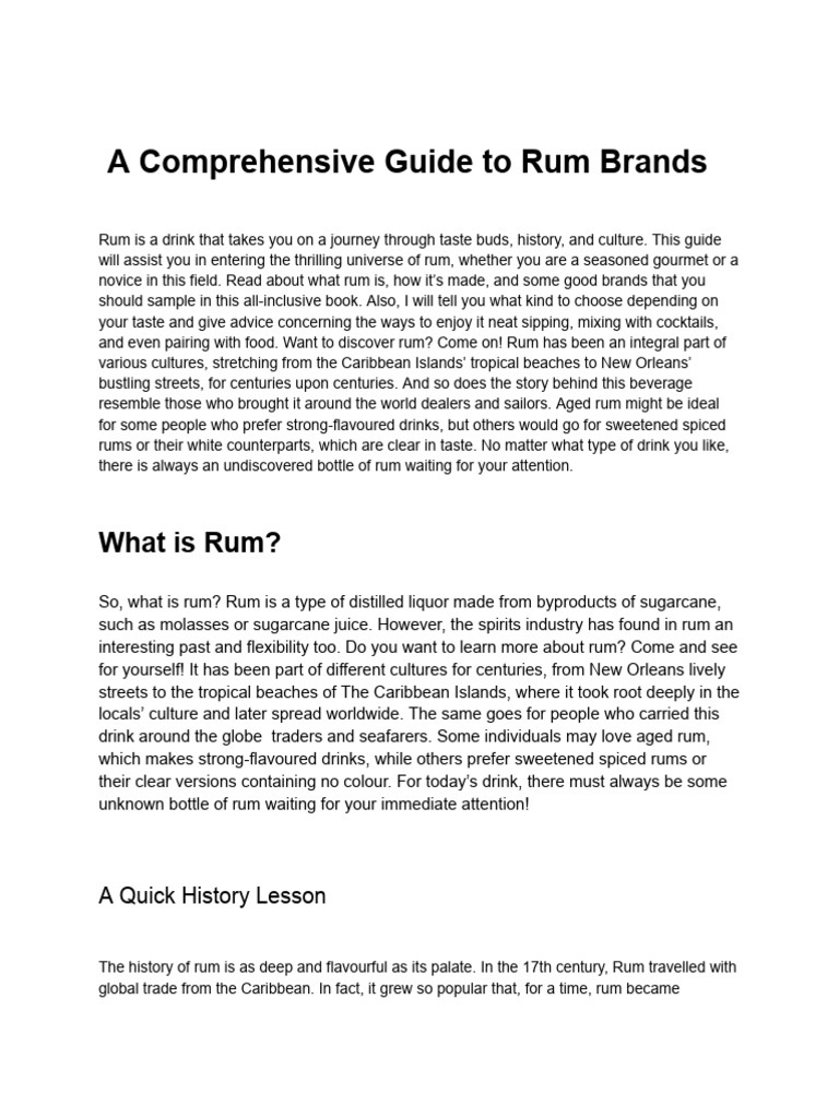 Top Rum Brands and Cocktail Tips | PDF | Rum | Drink