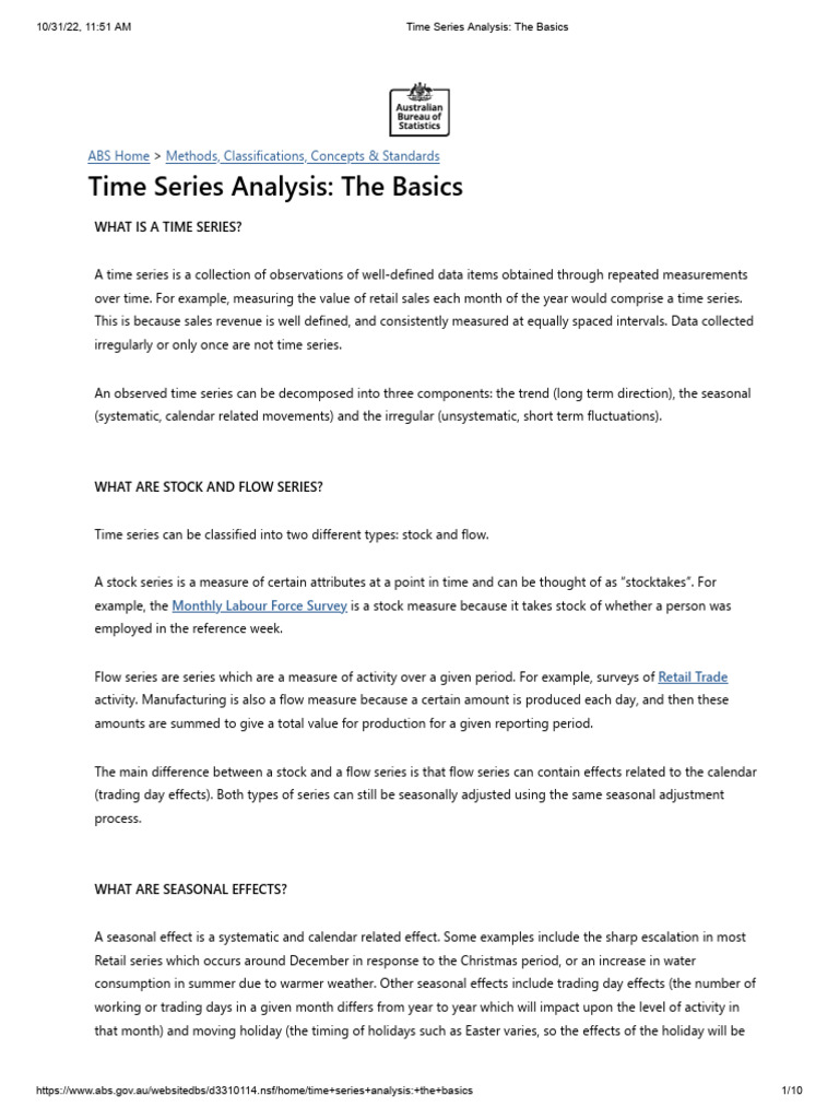 Time Series Analysis - The Basics | PDF | Seasonality | Time Series