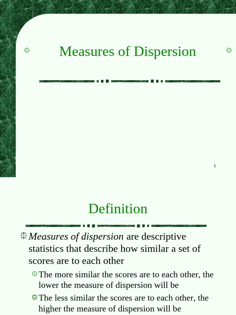 Dispersion | PDF | Variance | Standard Deviation