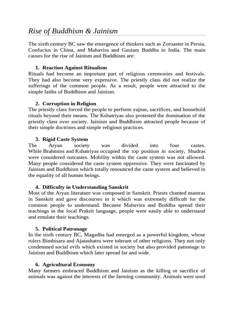 Causes of Buddhism and Jainism's Rise | PDF