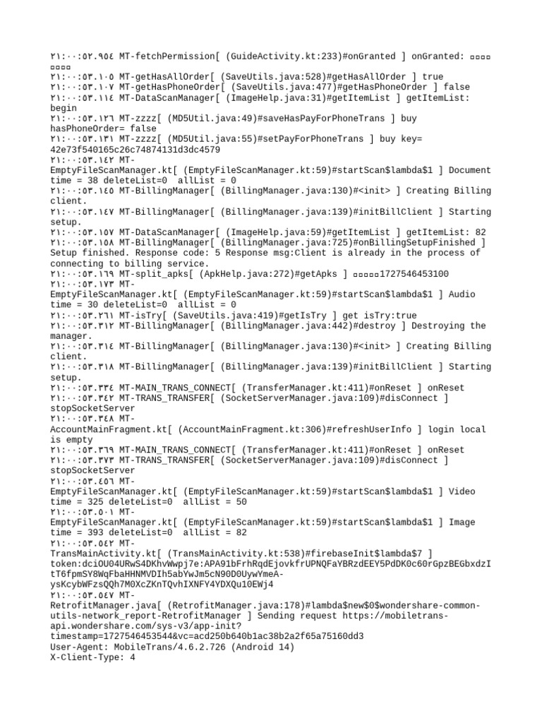 MobileTrans Billing and Permissions Log | PDF | Computing Platforms ...