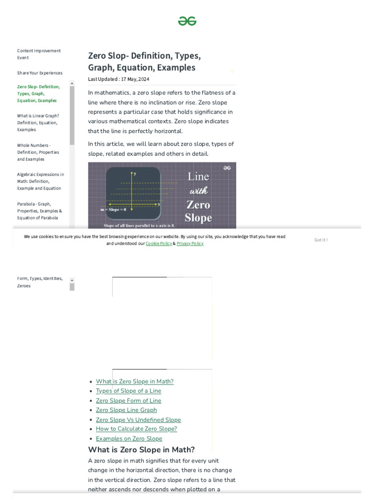 Understanding Zero Slope in Mathematics | PDF | Slope | Line (Geometry)