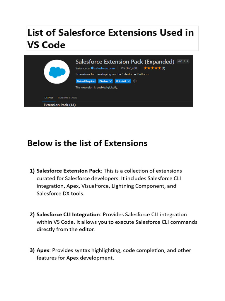 Salesforce VS Code Extensions List | PDF | Computers