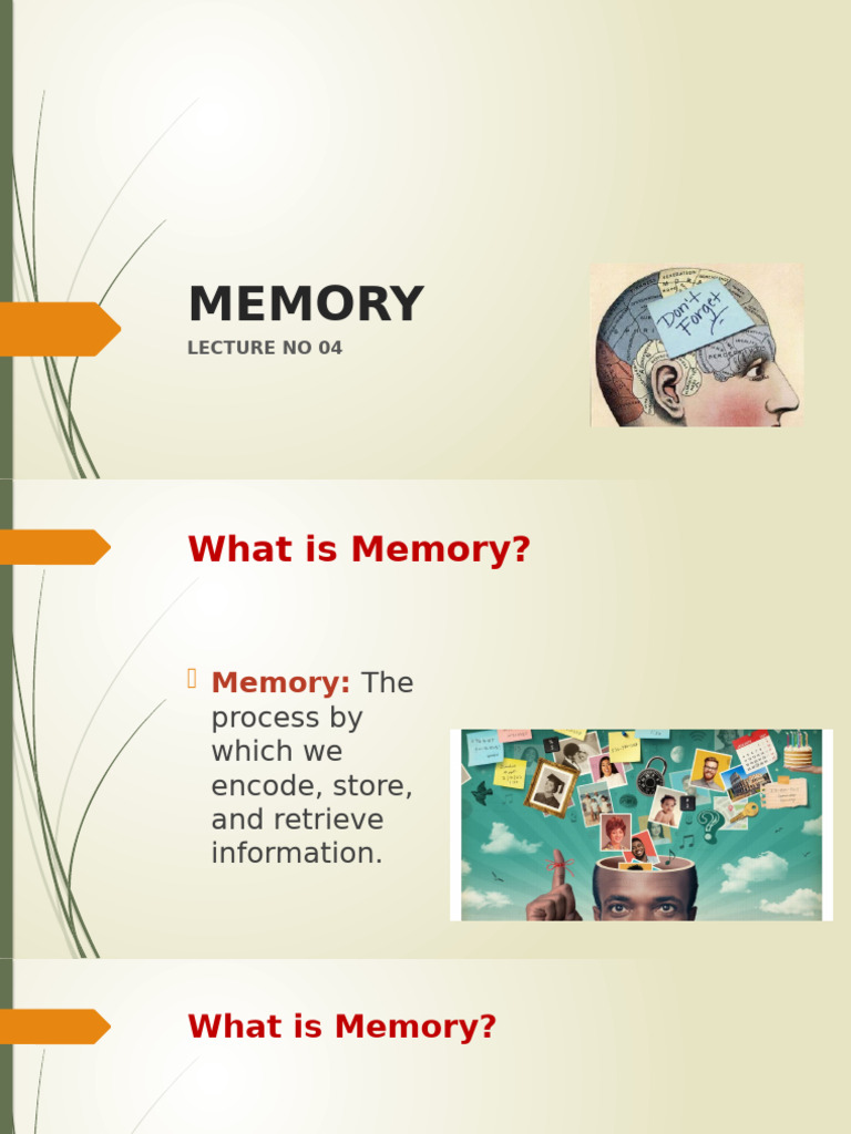 Lecture No 04 Memory | PDF | Memory | Long Term Memory