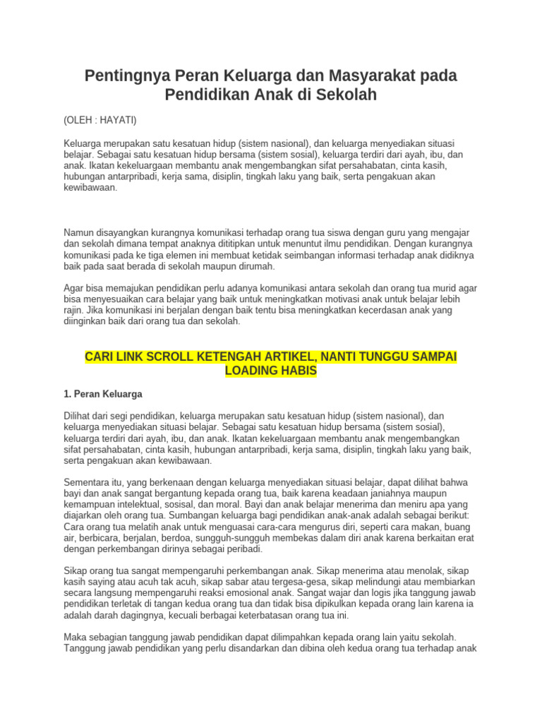 Keluarga dan Sekolah: Sinergi Penting | PDF