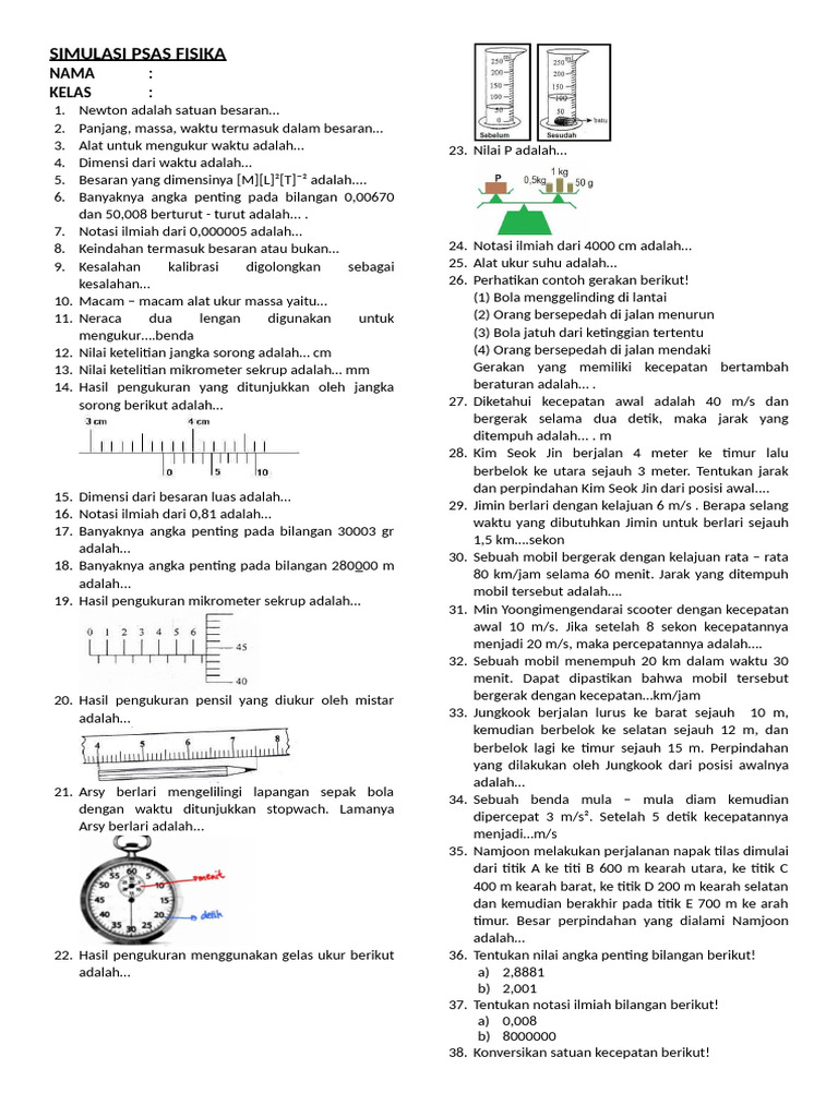 Simulasi PTS Ganjil Fisika Dan Kimia | PDF