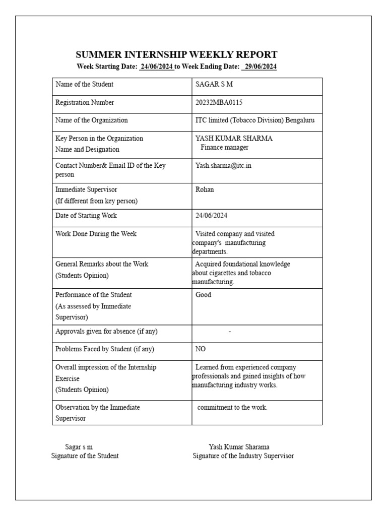 Summer Internship Report: ITC Tobacco | PDF | Business