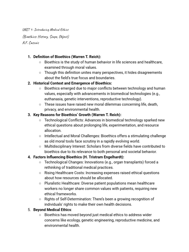 Introduction to Medical Ethics Overview | PDF | Bioethics | Medical Ethics