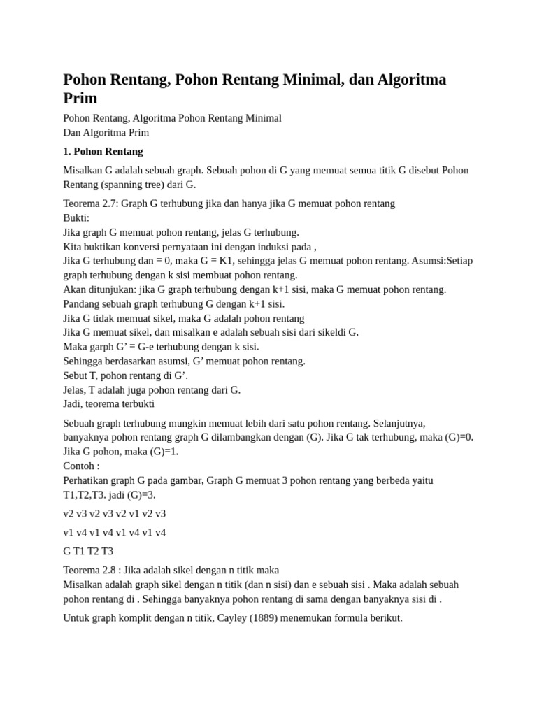 Pohon Rentang dan Algoritma Prim | PDF