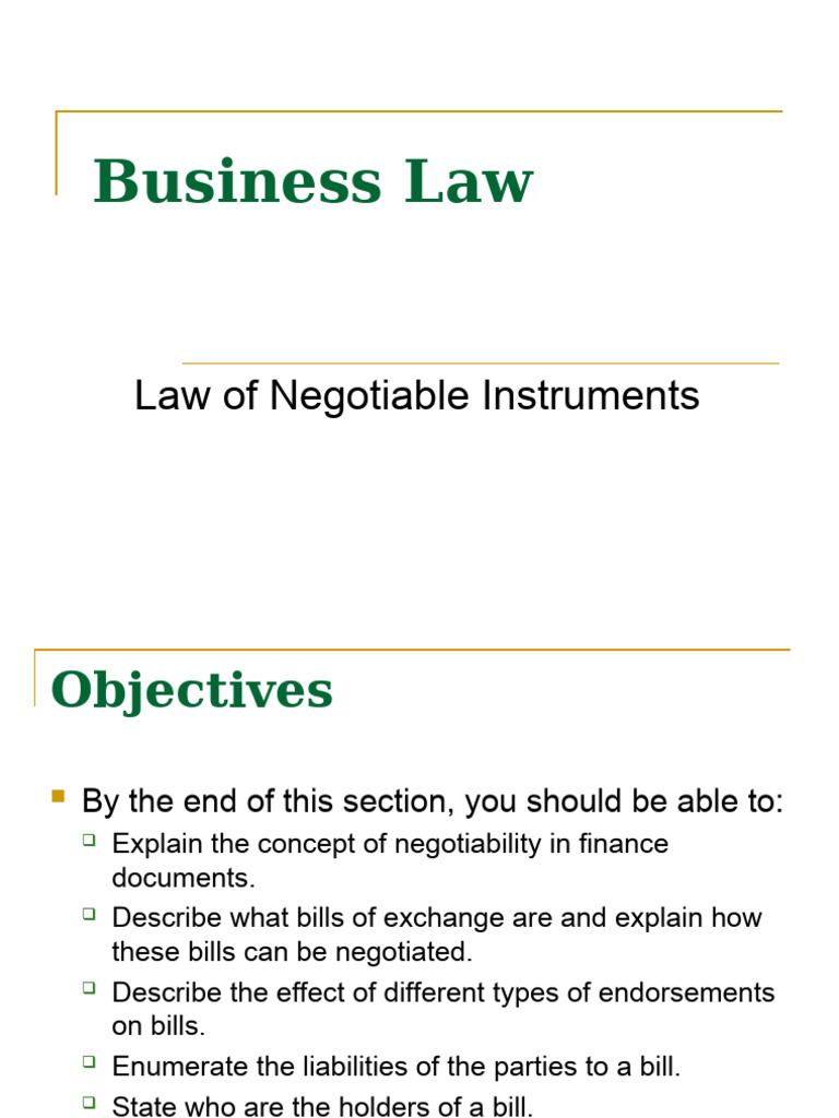 Law of Negotiable Instruments | PDF | Negotiable Instrument | Cheque
