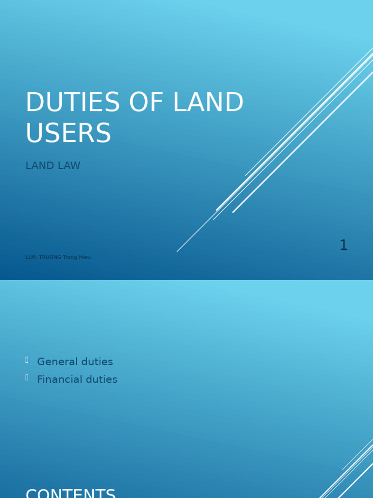 Land User Duties Under Land Law | PDF | Taxes | Renting