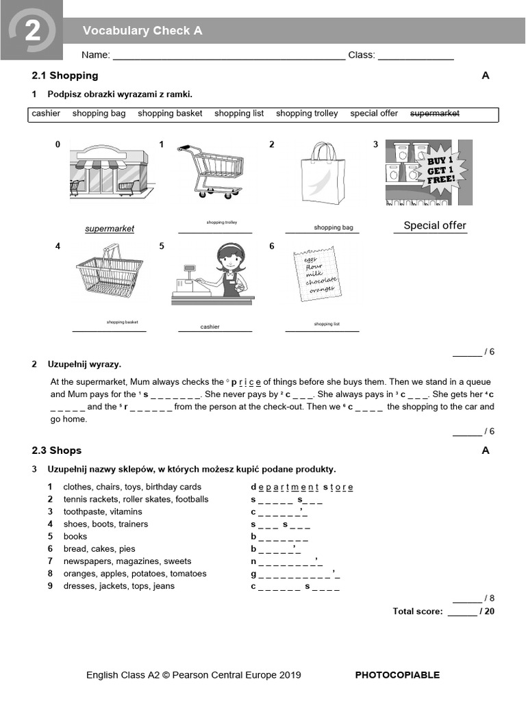 Edited - EC A2 Tests - Vocabulary Check 2A | PDF