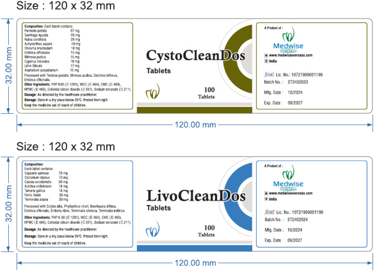 Livo Clean Dos & Cysto Clean Dos Label | PDF